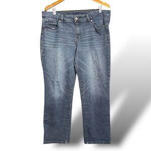 APT. 9 Women's Modern Fit Blue Straight Leg Jeans Size 16 Stretch Denim